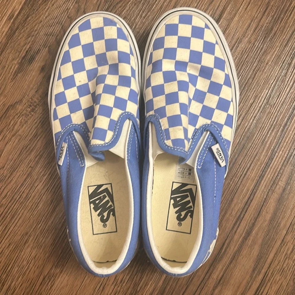 Vans Blue and White Checkered Slip-Ons - Picture 4 of 5